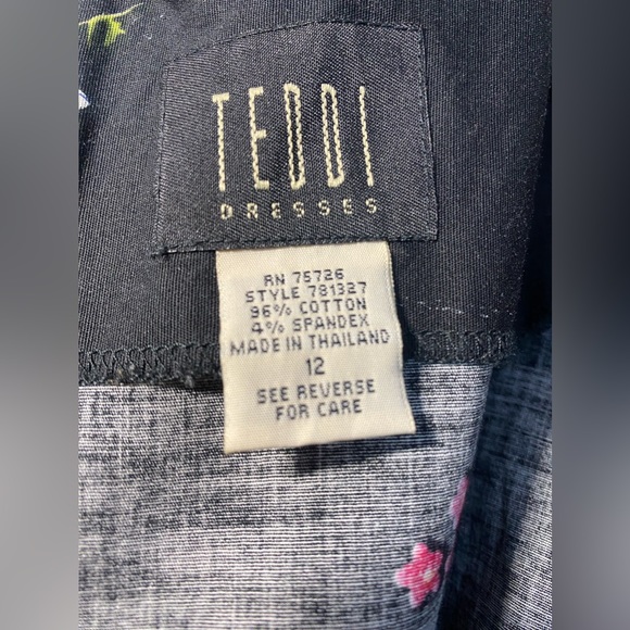 Teddi dress size 12 black with flowers/butterflies - Picture 5 of 5